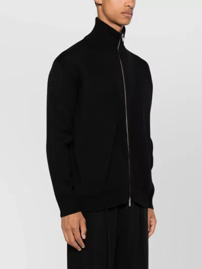 Jil Sander Black Wool Sweather With Zip Up Element