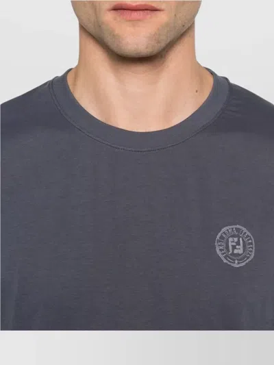 Fendi Cotton T-shirt With Ff Detail In Blue