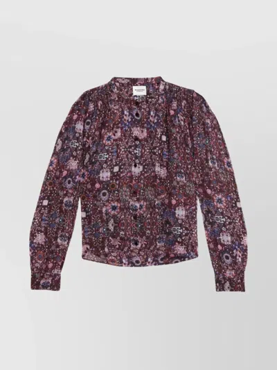 Isabel Marant Étoile Lightweight Long Sleeve Printed Top In Multi