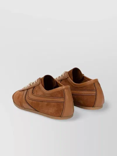 Dries Van Noten Stitched Contrast Rubber Sole Suede Panel Sneakers