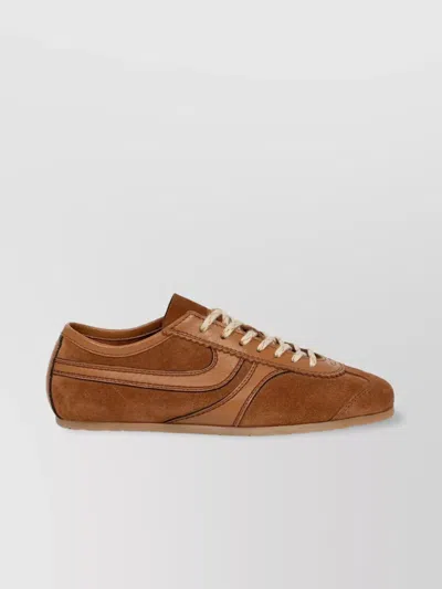 Dries Van Noten Stitched Contrast Rubber Sole Suede Panel Sneakers