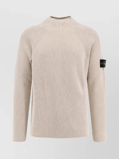 Stone Island Men Certified Virgin Wool And Cotton Sweater In Neutral