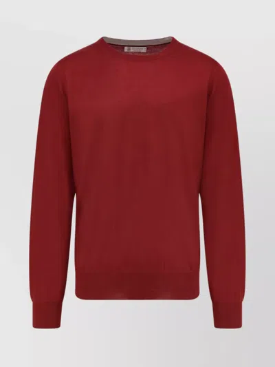 Brunello Cucinelli Cashmere And Silk Crew-neck Sweater In Red