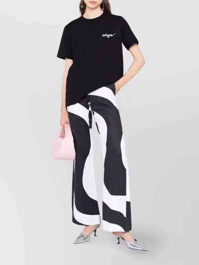 Msgm Logo Crew Neck Short Sleeve T-shirt In Black