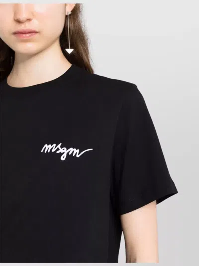 Msgm Logo Crew Neck Short Sleeve T-shirt In Black