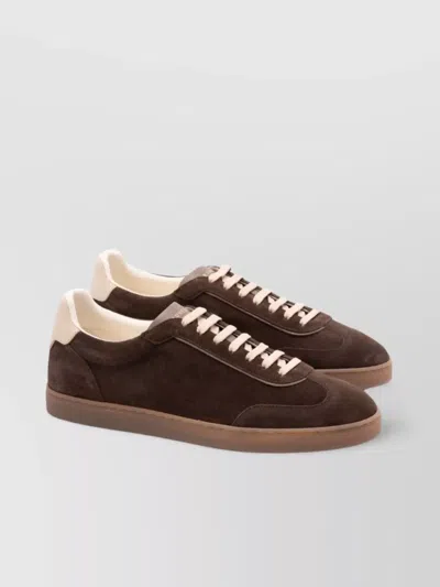 Brunello Cucinelli Suede Low-top Sneakers Contrast Detail