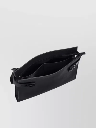 Ferragamo Gancini Buckles Leather Clutch With Wrist Strap