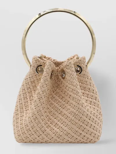Jimmy Choo Round Handle Bucket Bag With Pearl Embellishment