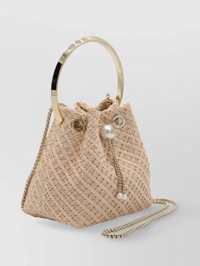 Jimmy Choo Round Handle Bucket Bag With Pearl Embellishment