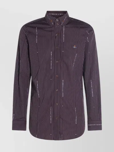 Vivienne Westwood Striped Pattern Button-down Collar Long Sleeves Shirt In Purple