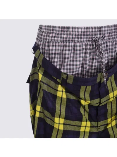 Vivienne Westwood Checkered Trousers Drawstring Button Detail In Yellow