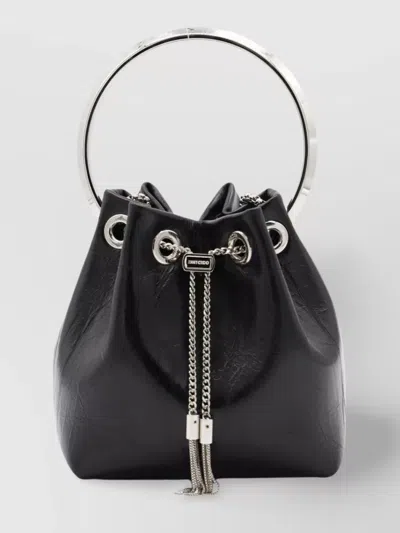 Jimmy Choo Eyelet Chain Bucket Bag With Metallic Handle