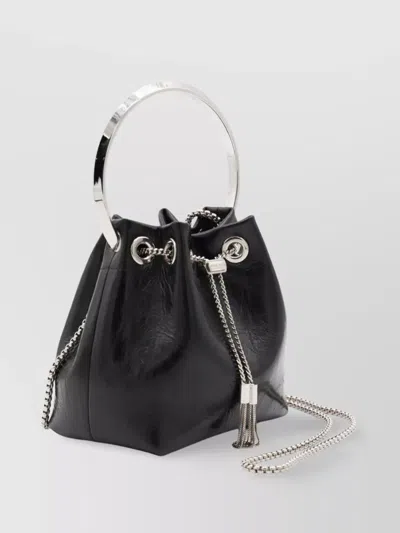 Jimmy Choo Eyelet Chain Bucket Bag With Metallic Handle