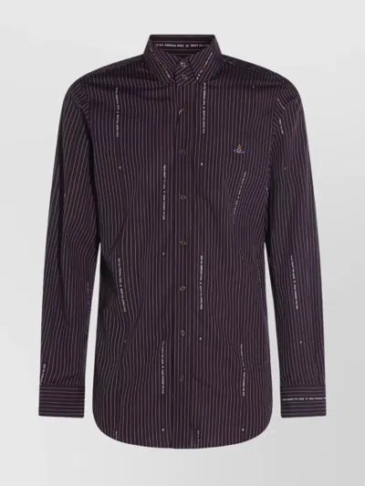 Vivienne Westwood Striped Pattern Button-down Collar Long Sleeves Shirt In Purple