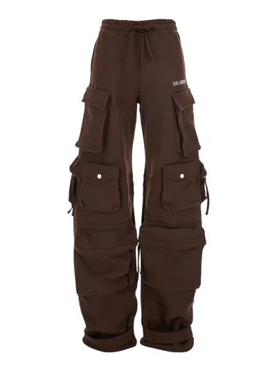 Attico Double American Fleece Sweatpants In Brown