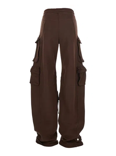 Attico Double American Fleece Sweatpants In Brown