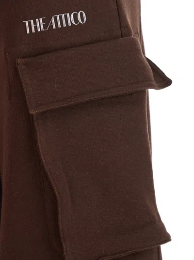 Attico Double American Fleece Sweatpants In Brown