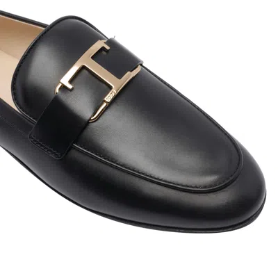 Tod's Women Leather T-timeless Loafers In Black