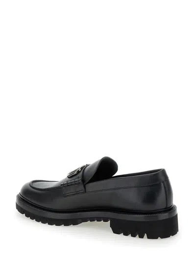 Valentino Garavani Men Black Loafers With Vlogo Detail And Platform In Leather Man