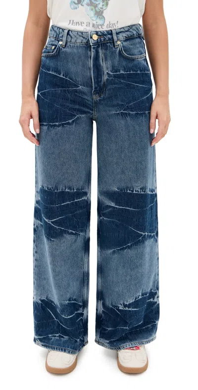 Ganni Soft Rigid Denim Marri Jeans Mid Blue Vintage In Blue