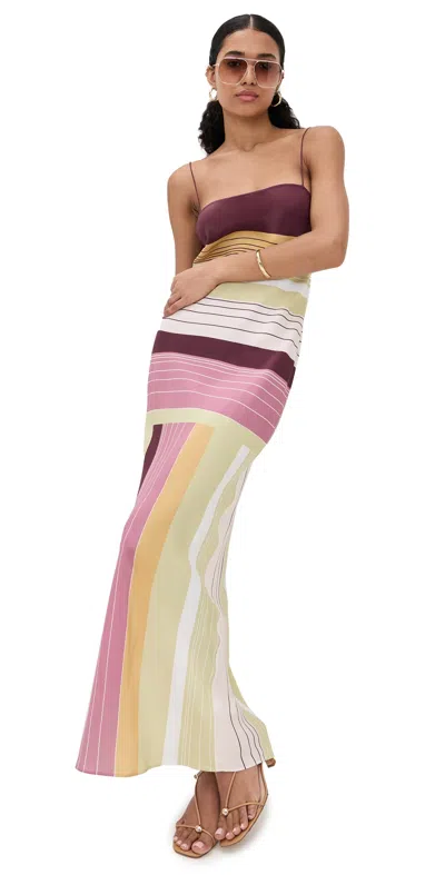 Sir Womens Elisa Stripe Fontana Striped Silk Midi Dress Xs In Multi