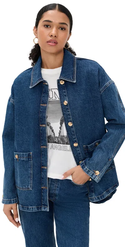 Anine Bing Classic Denim Shirt With Button Closure In Blue