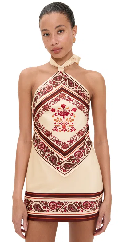 Retroféte Adelaide Floral Silk Halter Mini Dress