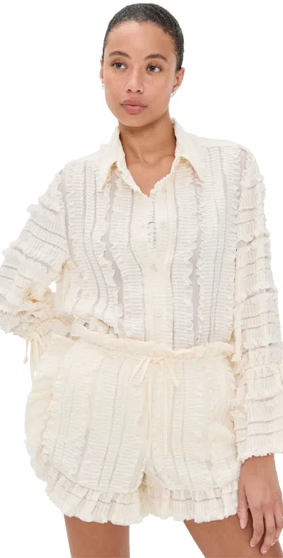 Aknvas Clayre Pleated Blouse Cream In White