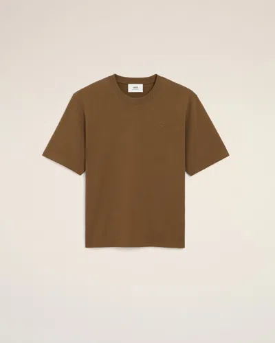 Ami Alexandre Mattiussi Ami Paris Heavy Organic Cotton T Shirt In Brown