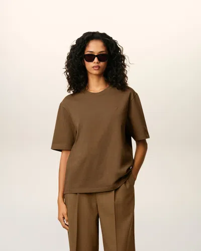 Ami Alexandre Mattiussi Ami Paris Heavy Organic Cotton T Shirt In Brown