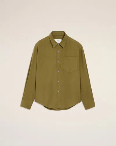 Ami Alexandre Mattiussi Green Cotton Embossed Ami De Coeur Boxy Shirt Green In Green
