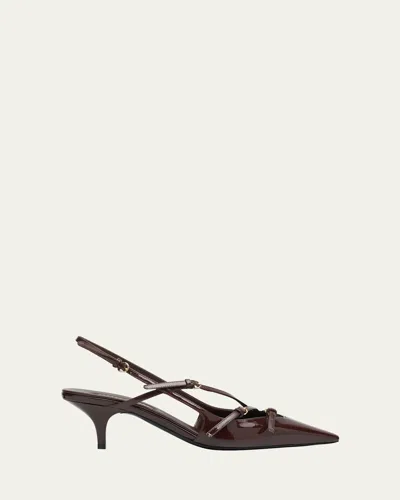 Miu Miu Patent Buckle-trio Slingback Pumps