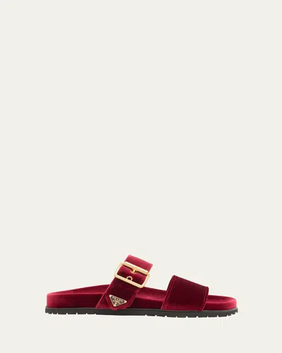 Prada Velvet Dual-band Flat Sandals
