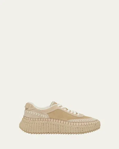 Chloé Nama Suede Stitch Walking Sneakers