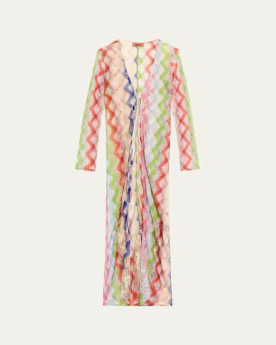 Missoni Metallic Knit Maxi Robe Coverup In Multi
