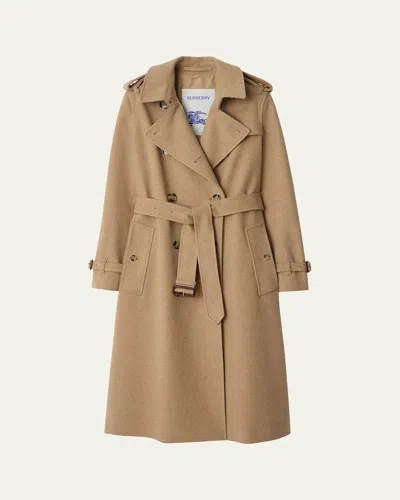 Burberry Kensington Belted Cashmere-wool Double-breasted Trench Coat In Brown