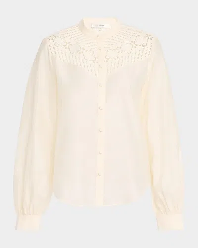 Frame The Crochet Inset Blouse In Neutral