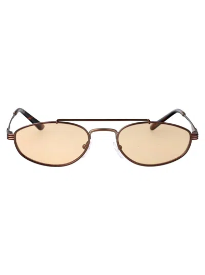 Emporio Armani Matte Bronze Orange Metal Sunglasses In Burgundy
