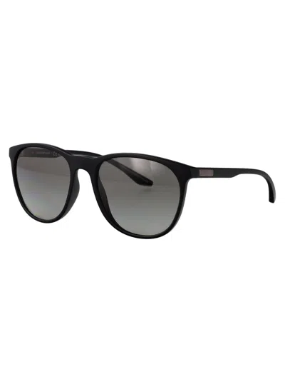 Emporio Armani Matte Black Injected Sunglasses In Black
