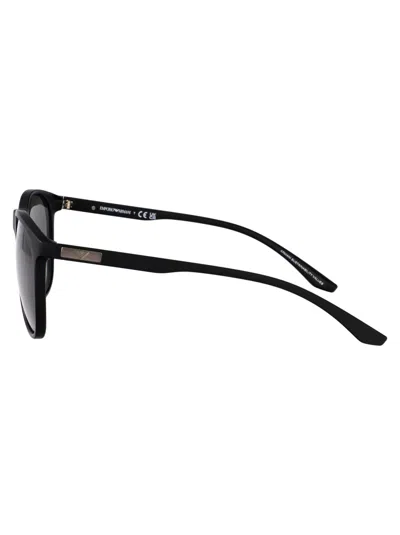 Emporio Armani Matte Black Injected Sunglasses In Black
