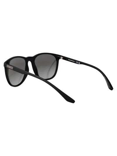 Emporio Armani Matte Black Injected Sunglasses In Black