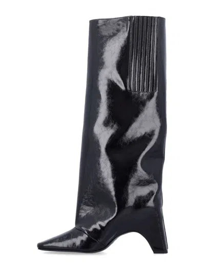 Coperni Bridge 85mm Leather Knee-high Boots In Black