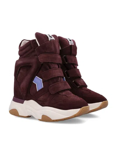 Isabel Marant Balskee High-top Wedge Suede Calfskin Leather Sneakers In Red