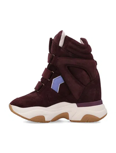 Isabel Marant Balskee High-top Wedge Suede Calfskin Leather Sneakers In Red