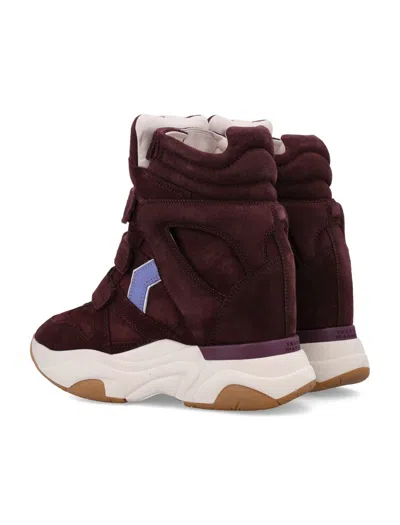 Isabel Marant Balskee High-top Wedge Suede Calfskin Leather Sneakers In Red