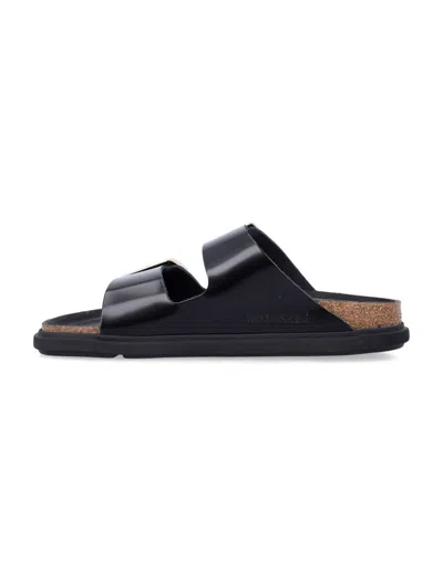 Birkenstock Arizona Droplet Buckle High Shine Black Slides In Black