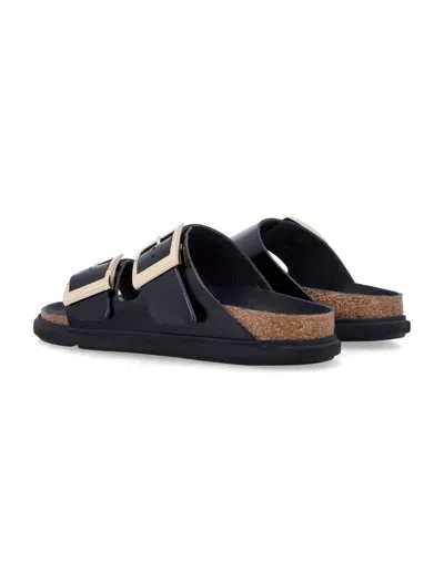 Birkenstock Arizona Droplet Buckle High Shine Black Slides In Black