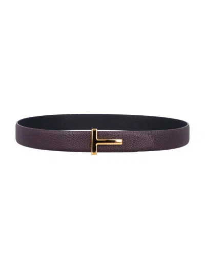 Tom Ford Small Grain Leather Icon Belt In Brown