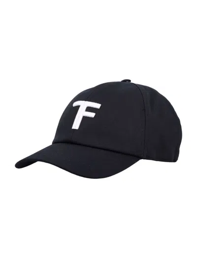 Tom Ford Black Baseball Cap With Logo Embroidery On The Front And Logo Lettering On The Rear In Cotton Man In Black