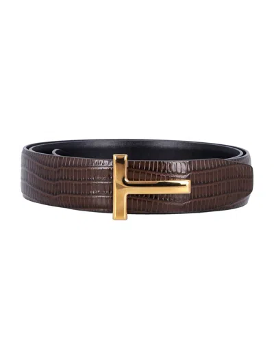 Tom Ford T Belt Reversibile 3cm In Red